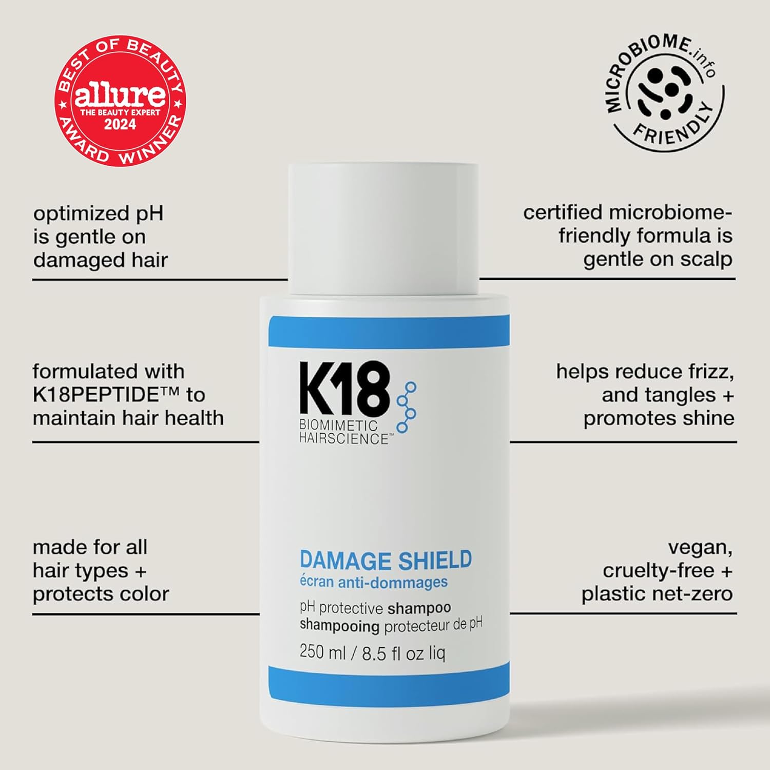 K18 DAMAGE SHIELD pH Protective Shampoo, 250ml