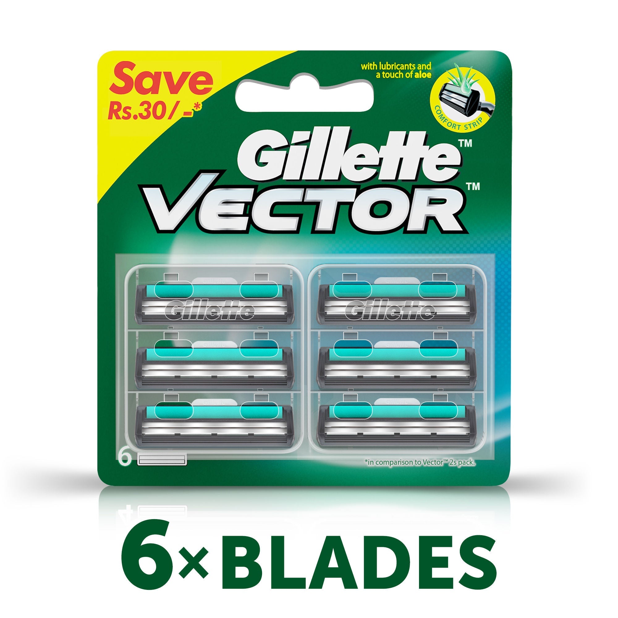 Gillette Vector Plus Blades For Men (Pack of 6), 6 Pack Buy at Indicrest