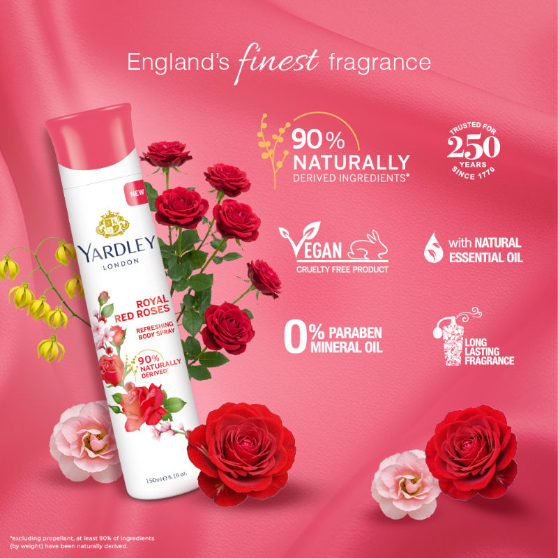 Yardley London Red Roses Deodorant, 150ml Buy at Indicrest Image 7