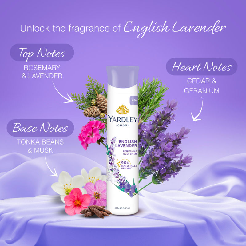 Yardley London - English Lavender Body Spray For Women, 150ml Buy at Indicrest Image 6