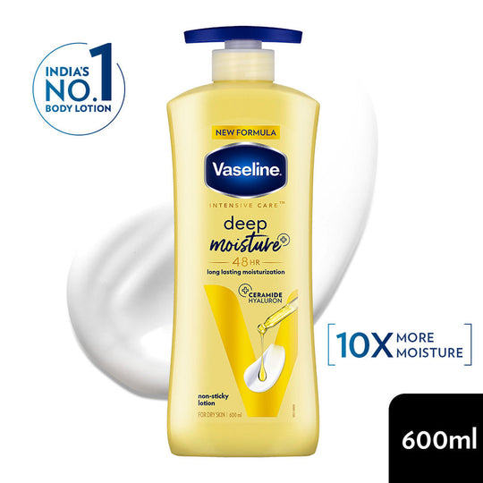 Vaseline Deep Moisture Body Lotion, For Dry Skin, Moisturised Glowing Skin, With Pro Ceramides, 600ml Buy at Indicrest