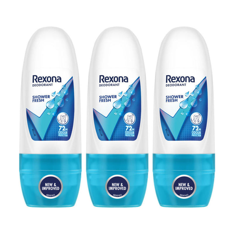 Rexona Women Deodorant Underarm Roll On Shower Fresh 72 Hour Odour Protection (Pack of 3), 75ml Buy at Indicrest