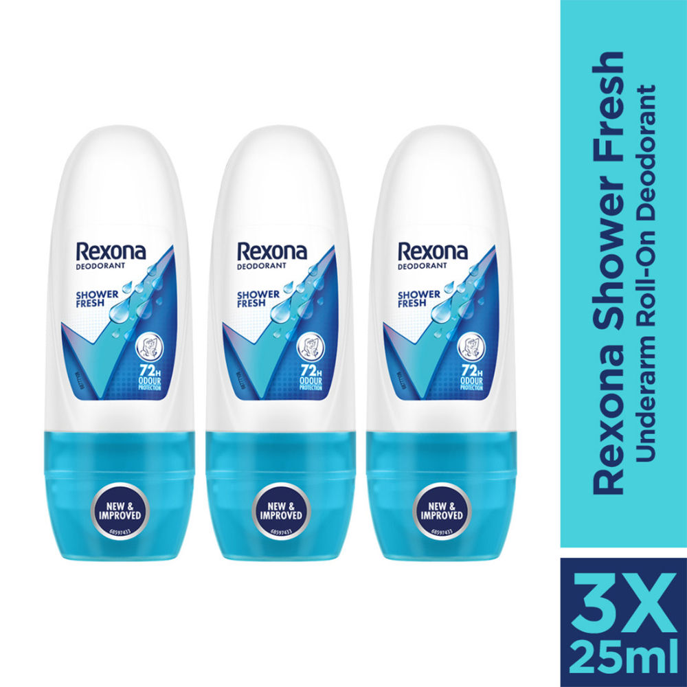 Rexona Women Deodorant Underarm Roll On Shower Fresh 72 Hour Odour Protection (Pack of 3), 75ml Buy at Indicrest Image 2