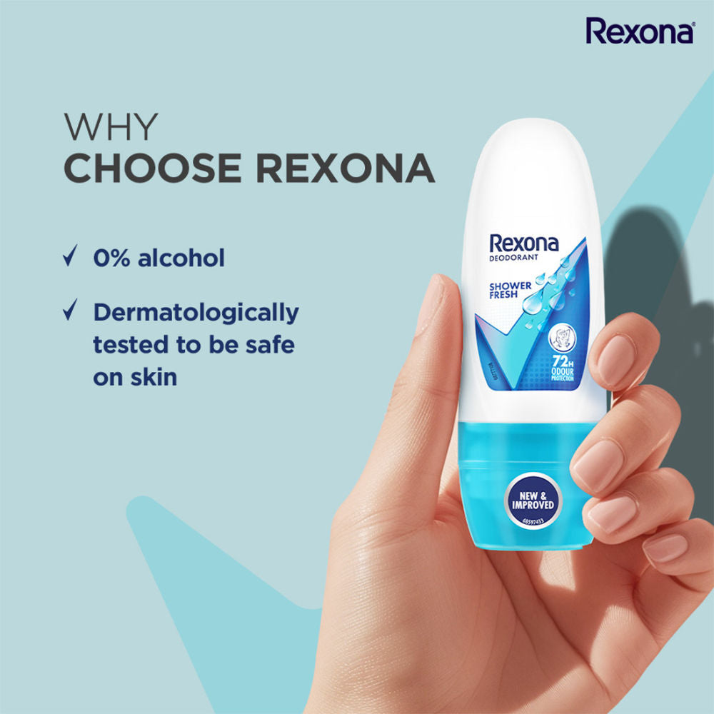 Rexona Women Deodorant Underarm Roll On Shower Fresh 72 Hour Odour Protection (Pack of 3), 75ml Buy at Indicrest Image 6