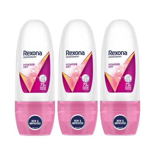 Rexona Women Deodorant Underarm Roll On Powder Dry 72 Hour Odour Protection (Pack of 3), 75ml Buy at Indicrest