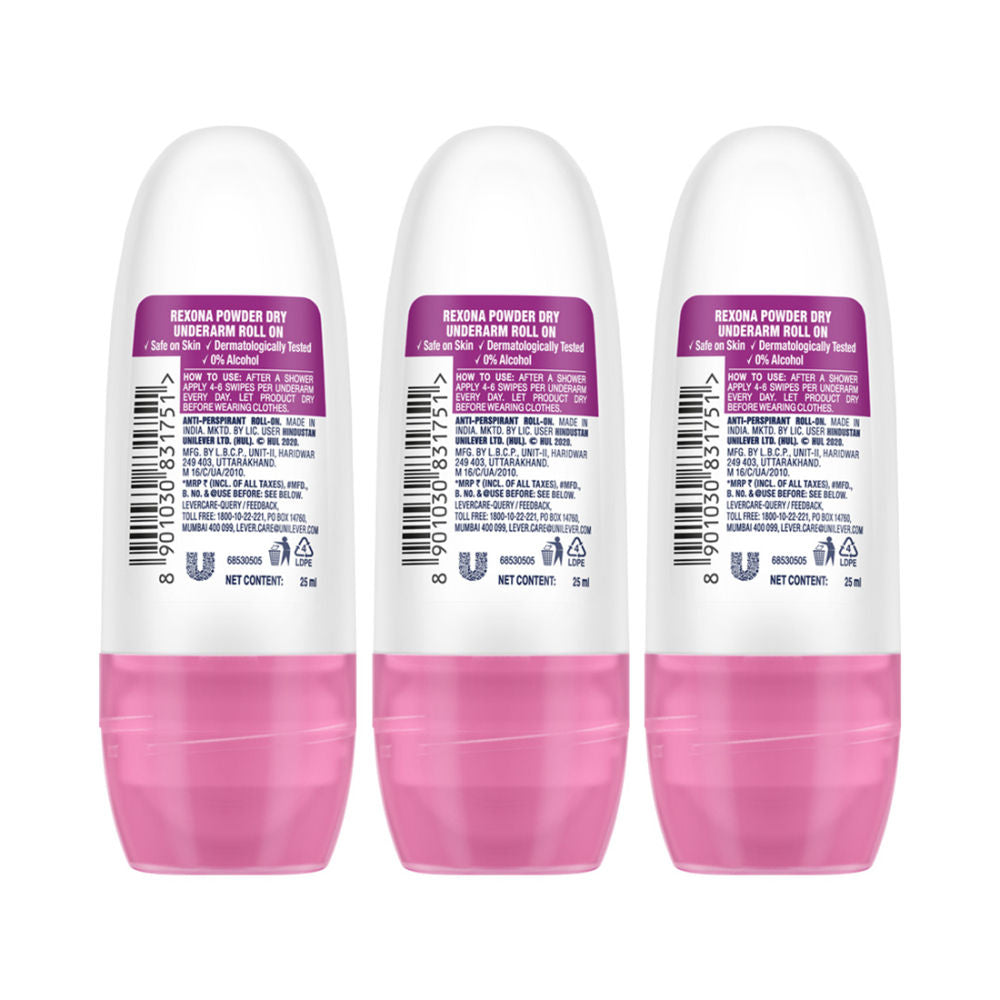 Rexona Women Deodorant Underarm Roll On Powder Dry 72 Hour Odour Protection (Pack of 3), 75ml Buy at Indicrest Image 8