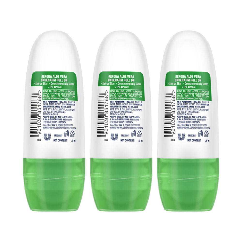 Rexona Women Deodorant Underarm Roll On Aloe Vera 72 Hour Odour Protection (Pack of 3), 75ml Buy at Indicrest Image 3