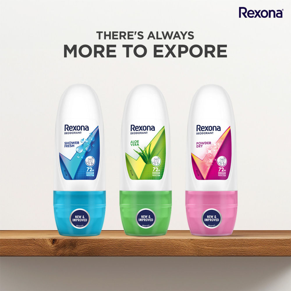 Rexona Women Deodorant Underarm Roll On Aloe Vera 72 Hour Odour Protection (Pack of 5), 125ml Buy at Indicrest Image 10
