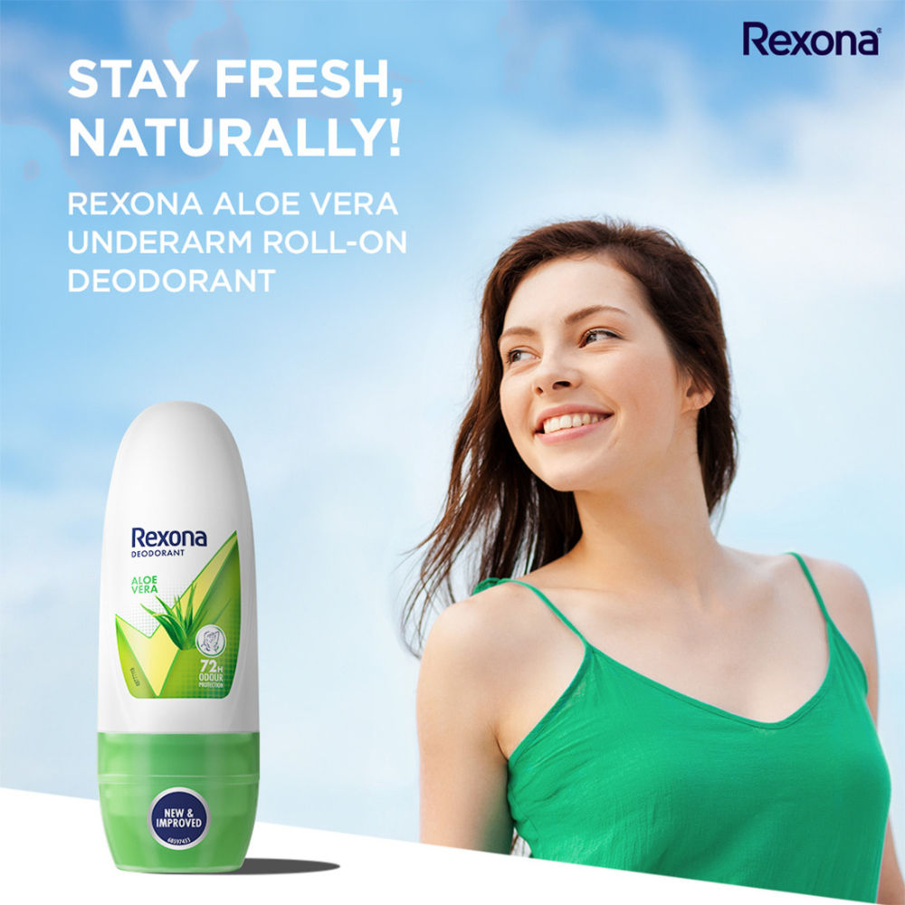Rexona Women Deodorant Underarm Roll On Aloe Vera 72 Hour Odour Protection (Pack of 5), 125ml Buy at Indicrest Image 4