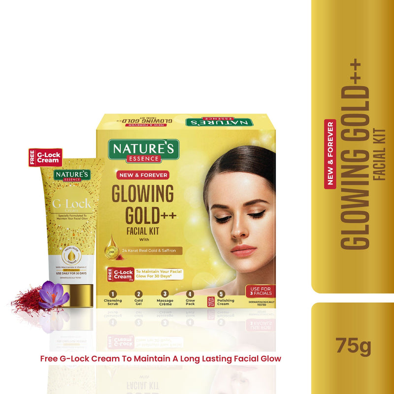 Nature's Essence Glowing Gold++ Facial Kit With Free Glock Cream, 75ml+25ml Buy at Indicrest