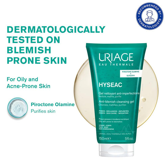 Uriage Hyseac Gentle Gel Face Wash for Oily Acne Prone Skin Foams, Purifies & Eliminates Excess Oil, 150ml, Buy from Indicrest