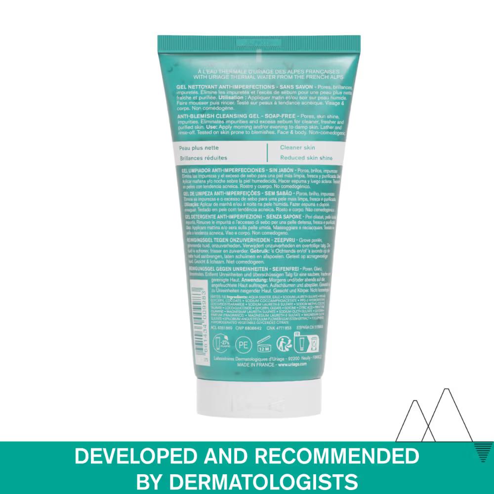 Uriage Hyseac Gentle Gel Face Wash for Oily Acne Prone Skin Foams, Purifies & Eliminates Excess Oil, 150ml