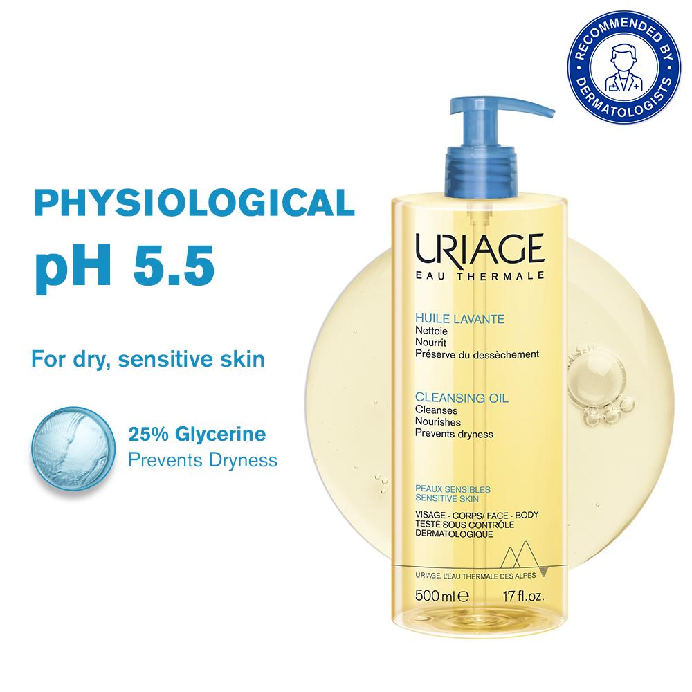 Uriage Cleansing Oil with 25% Glycerin Dermat Recommended Gently Cleanses & Moisturizes Face & Body, 500ml, Buy from Indicrest