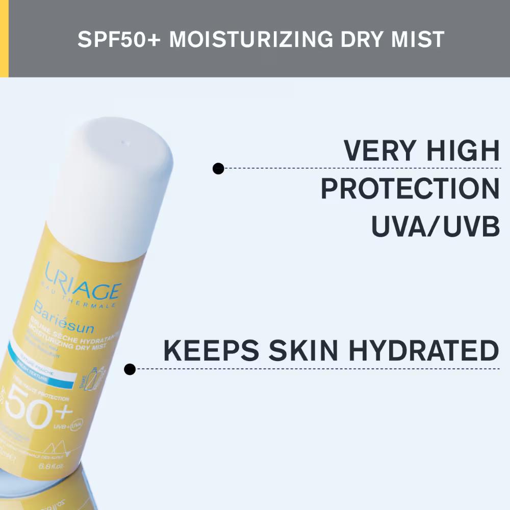 Uriage Bariesun Moisturizing Dry Touch Sunscreen Spray Mist SPF50+ with Vitamin E Dermat Recommended, 200ml