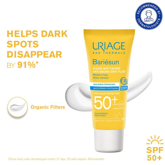 Uriage Bariesun Anti-Brown Spot Sunscreen SPF50+ Vitamin C&E Reduces Dark Spots Dermat Recommended, 40ml, Buy from Indicrest