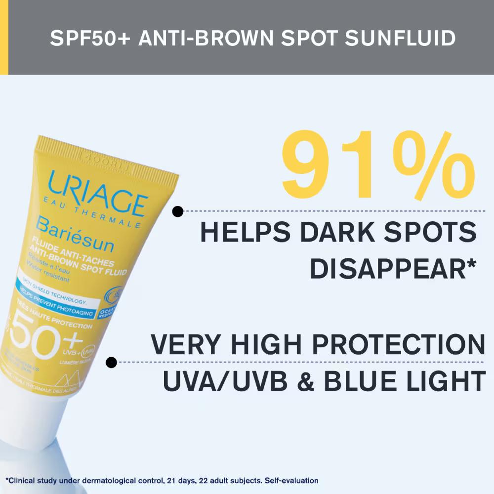 Uriage Bariesun Anti-Brown Spot Sunscreen SPF50+ Vitamin C&E Reduces Dark Spots Dermat Recommended, 40ml