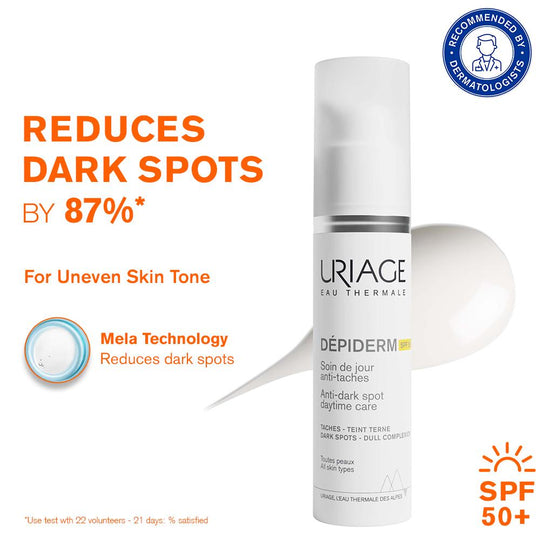 Uriage Depiderm Anti-Dark Spot Day Face Cream SPF 50+ Vitamin C Reduces Melasma Boosts Radiance, 30ml, Buy from Indicrest