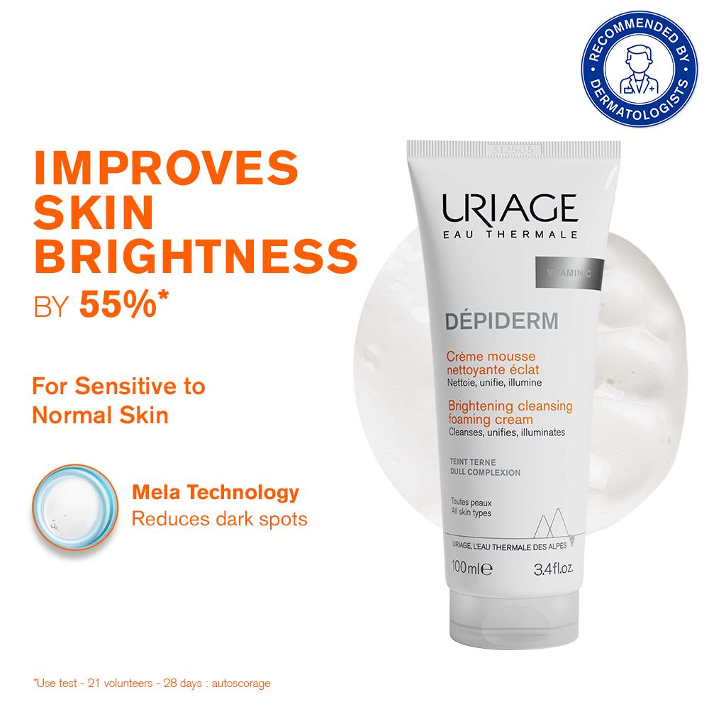 Uriage Depiderm Brightening Face Wash with Vitamin C Niacinamide Boosts Radiance Reduces Melasma, 100ml, Buy from Indicrest