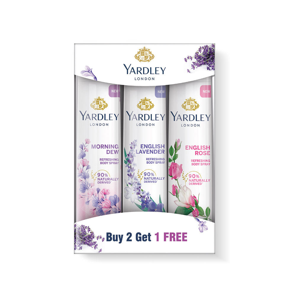 Yardley London Deodorant Body Spray Tripack For Women (Buy 2 Get 1), 150ml Each Buy at Indicrest