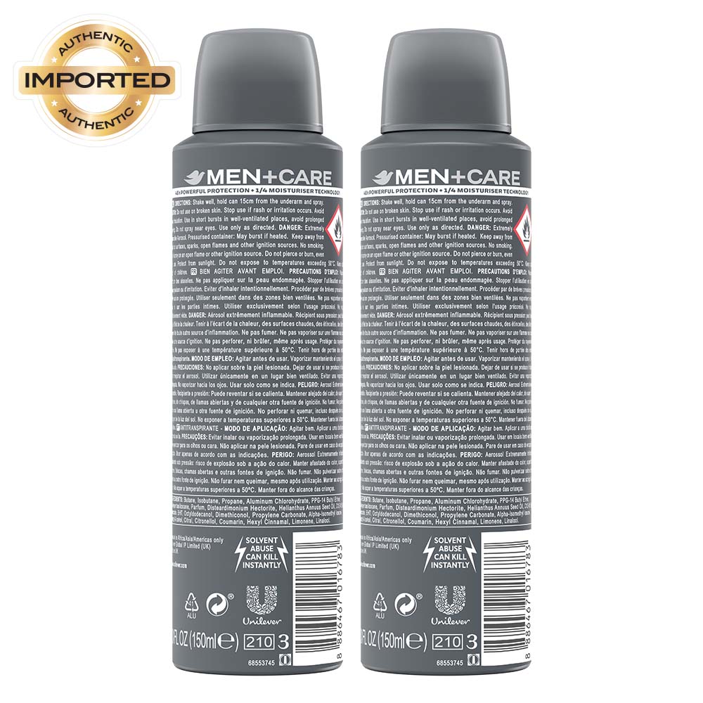 Dove Men+Care Clean Comfort Dry Spray Antiperspirant Deodorant (Pack of 2), 150ml Each Buy at Indicrest Image 3