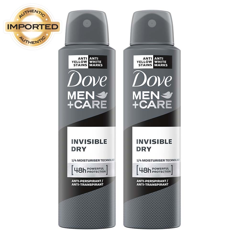 Dove Men+Care Invisible Dry Spray Antiperspirant Deodorant (Pack of 2), 150ml Each Buy at Indicrest