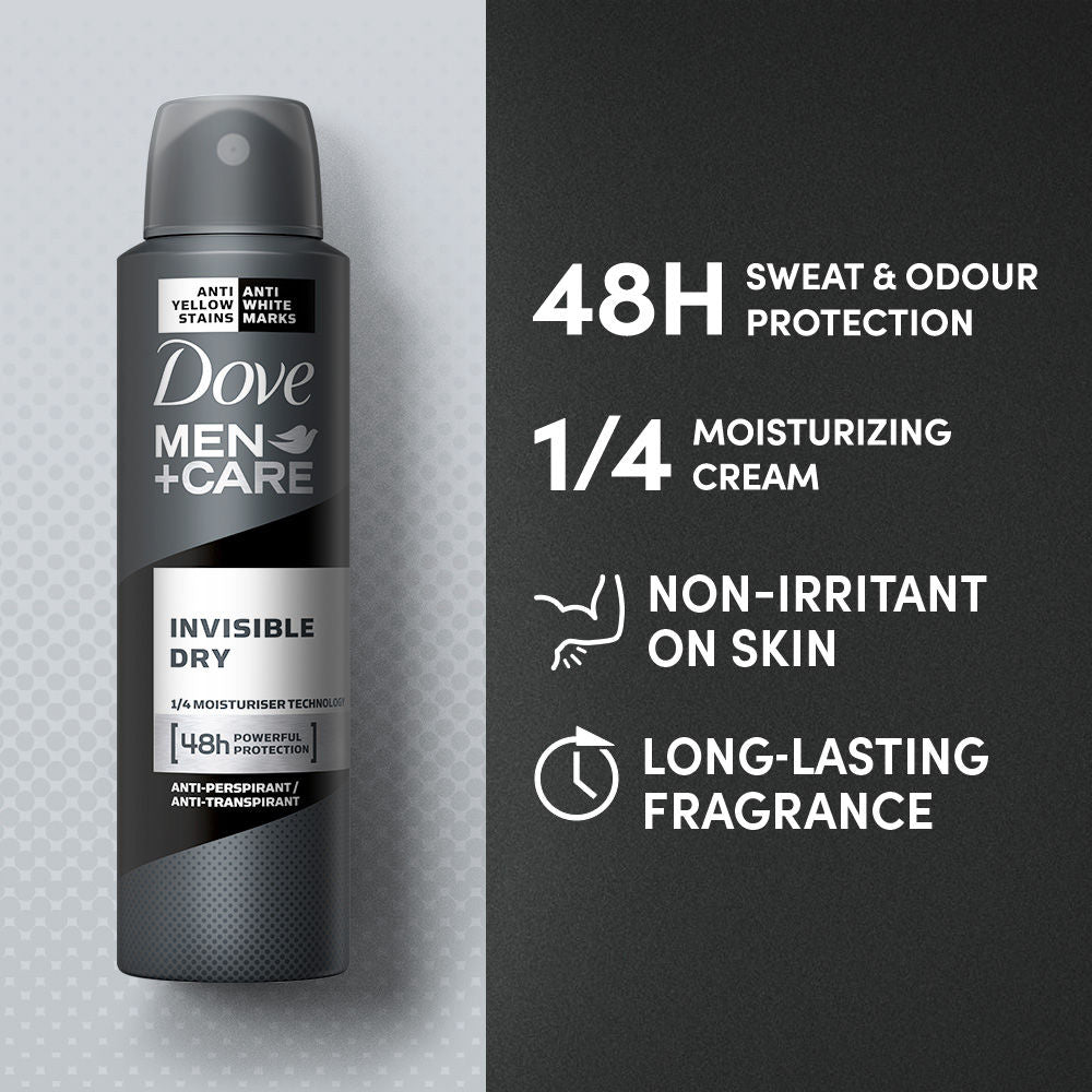 Dove Men+Care Invisible Dry Spray Antiperspirant Deodorant (Pack of 2), 150ml Each Buy at Indicrest Image 4