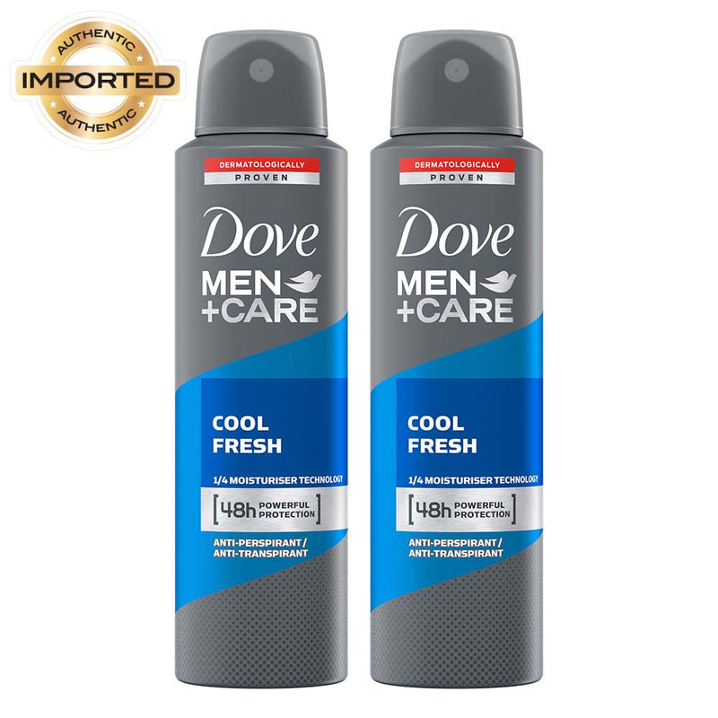 Dove Men+Care Cool Fresh Dry Spray Antiperspirant Deodorant (Pack of 2), 150ml Each Buy at Indicrest