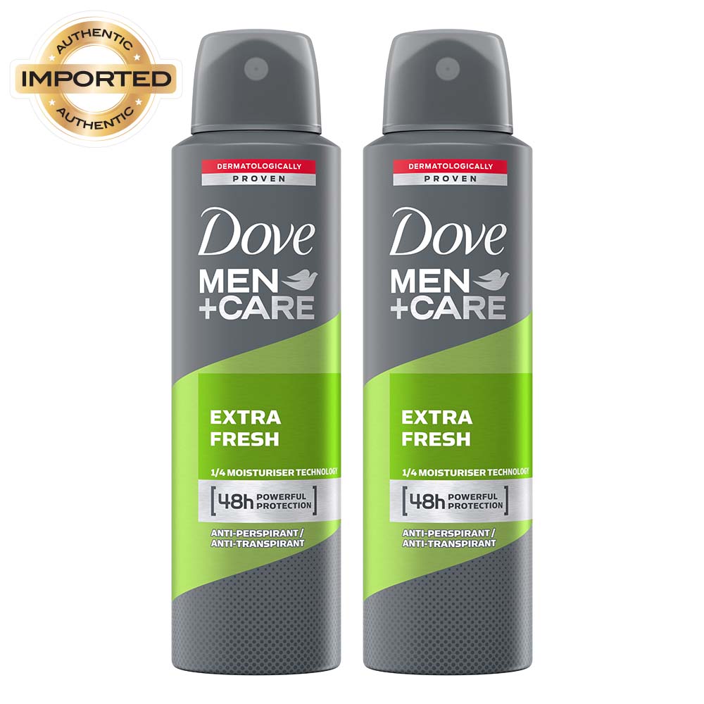 Dove Men+Care Extra Fresh Dry Spray Antiperspirant Deodorant (Pack of 2), 150ml Each Buy at Indicrest