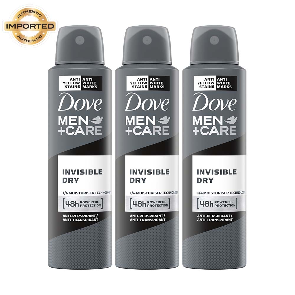 Dove Men+Care Invisible Dry Spray Antiperspirant Deodorant (Pack of 3), 150ml Each Buy at Indicrest