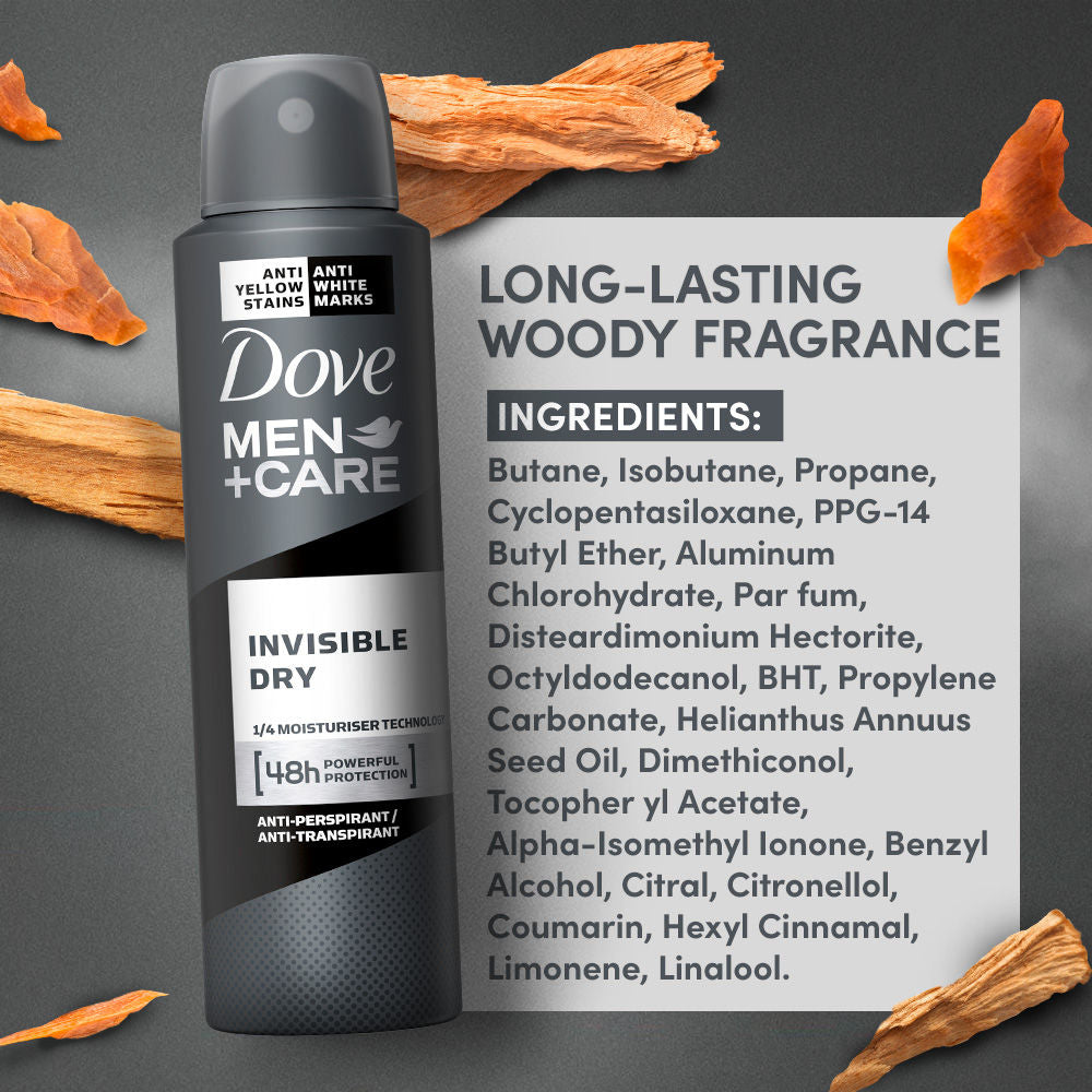 Dove Men+Care Invisible Dry Spray Antiperspirant Deodorant (Pack of 3), 150ml Each Buy at Indicrest Image 6