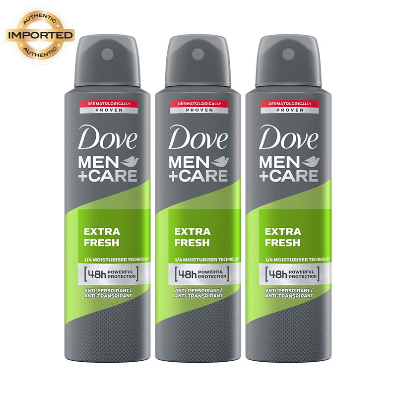 Dove Men+Care Extra Fresh Dry Spray Antiperspirant Deodorant (Pack of 3), 150ml Each Buy at Indicrest