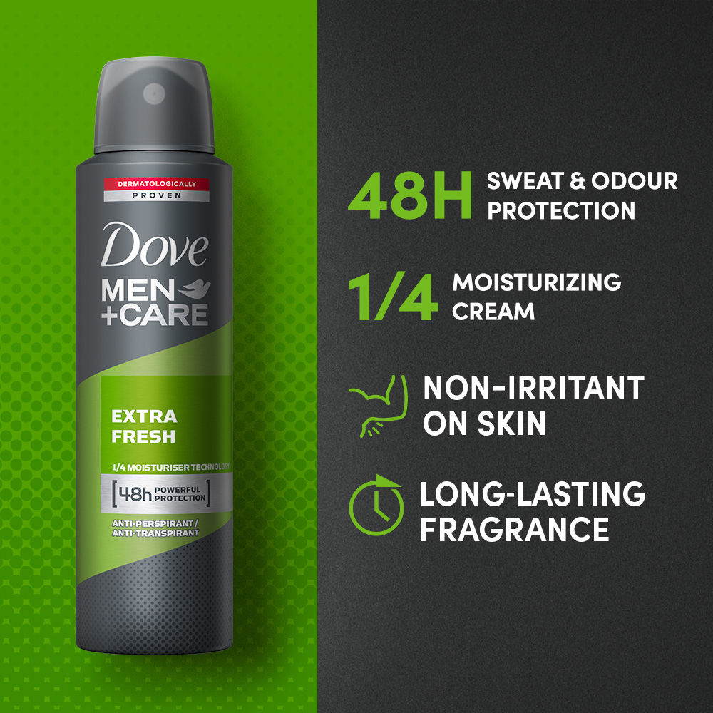 Dove Men+Care Extra Fresh Dry Spray Antiperspirant Deodorant (Pack of 3), 150ml Each Buy at Indicrest Image 4