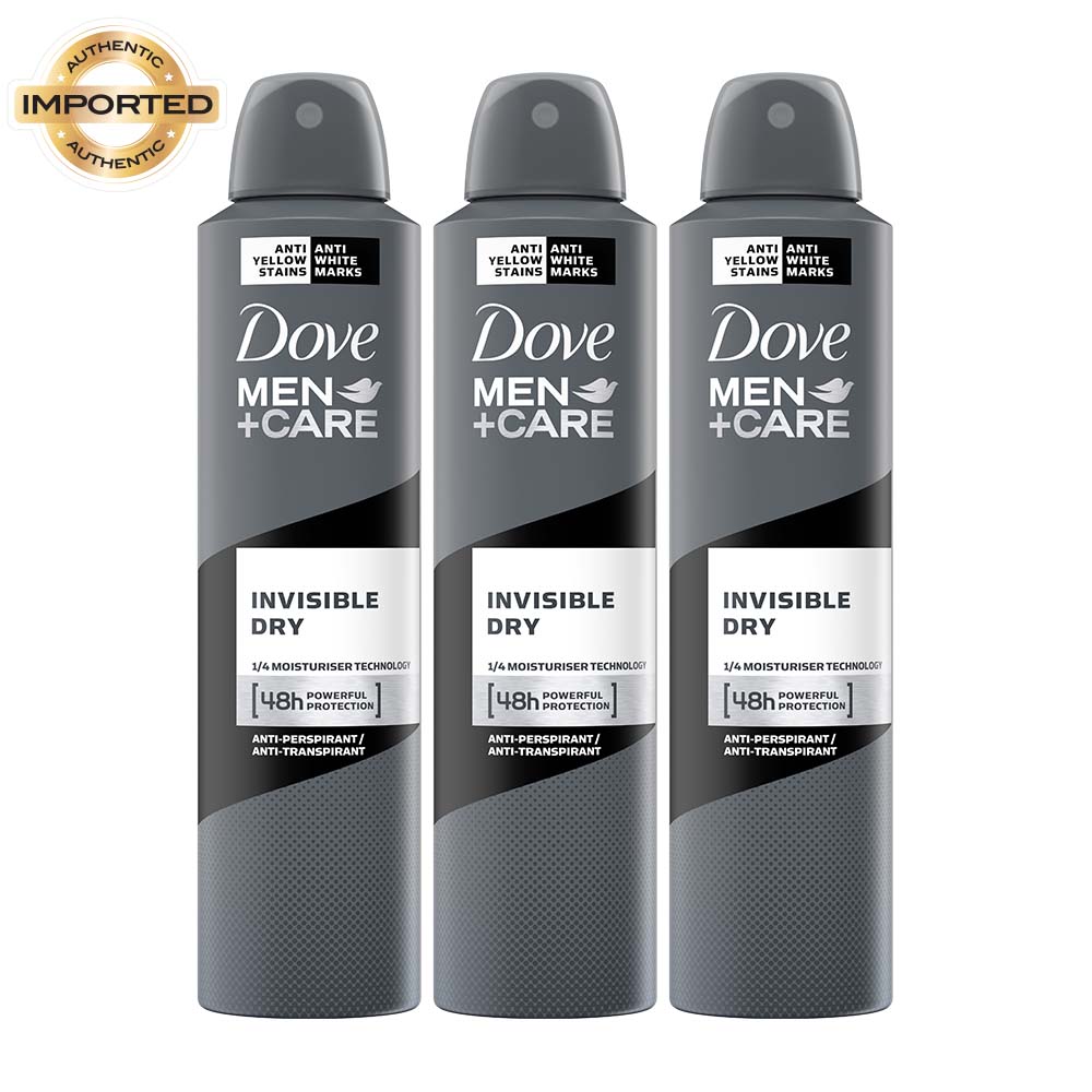 Dove Men+Care Invisible Dry Spray Antiperspirant Deodorant (Pack of 3), 250ml Each Buy at Indicrest