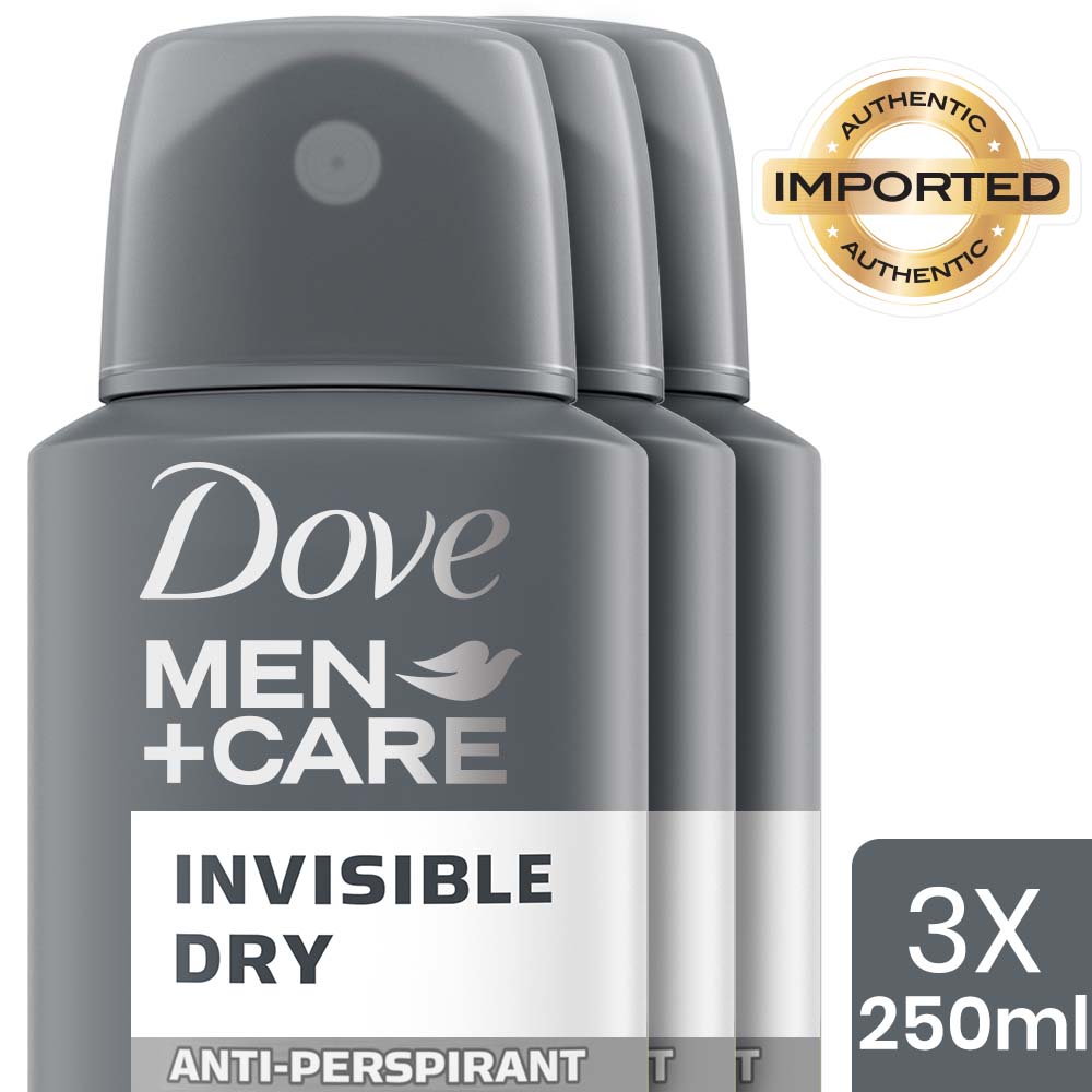 Dove Men+Care Invisible Dry Spray Antiperspirant Deodorant (Pack of 3), 250ml Each Buy at Indicrest Image 2