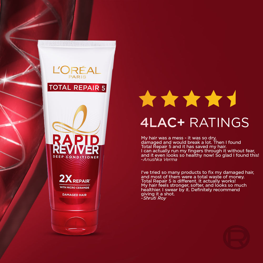 L'Oreal Paris Total Repair 5 Rapid Reviver Deep Conditioner With Micro Ceramide For Damaged Hair, 180ml Buy at Indicrest Image 6