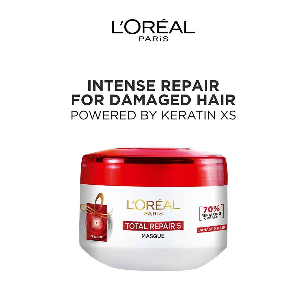 L'Oreal Paris Total Repair 5 Hair Masque With Protien + Ceramide For Damaged & Weak Hair, 200g Buy at Indicrest