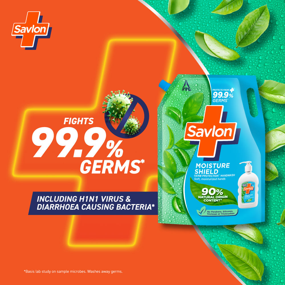 Savlon Moisture Shield Germ Protection Liquid Handwash Refill Pouch, 1350ml Buy at Indicrest Image 3