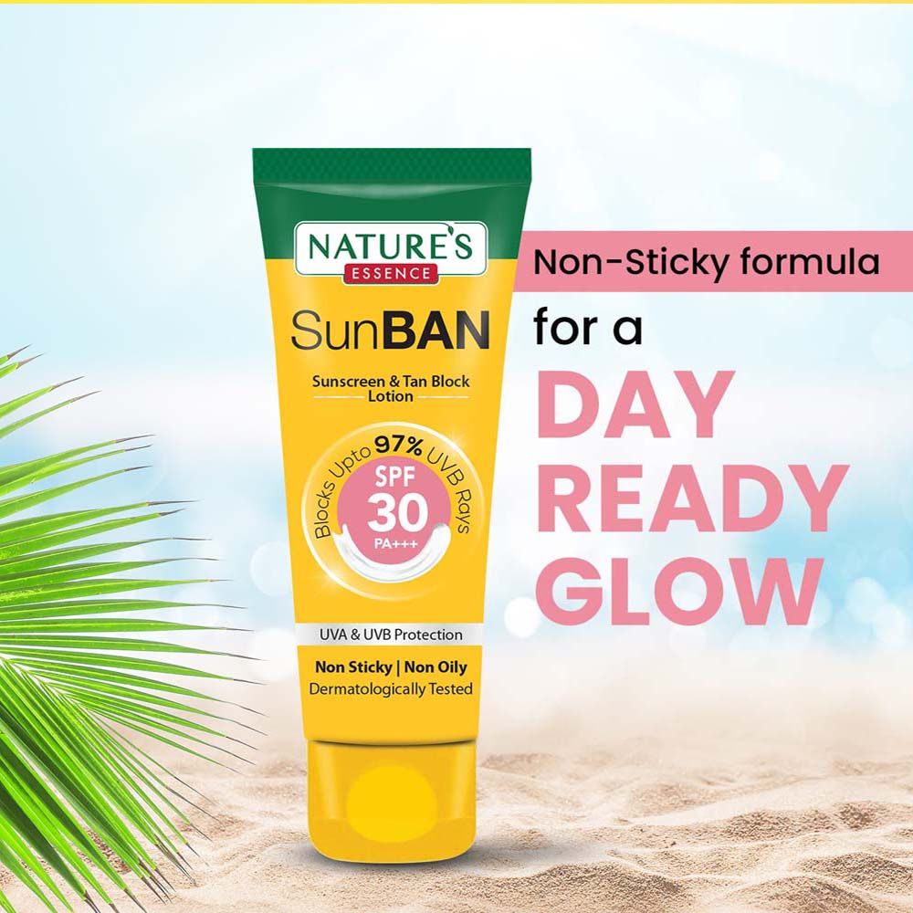 Nature's Essence Sunban SPF 30 PA+++ Sunscreen & Tan Block Lotion, 30ml Buy at Indicrest Image 4