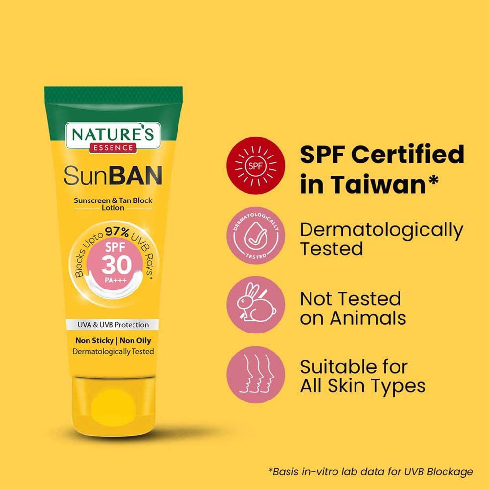 Nature's Essence Sunban SPF 30 PA+++ Sunscreen & Tan Block Lotion, 30ml Buy at Indicrest Image 6