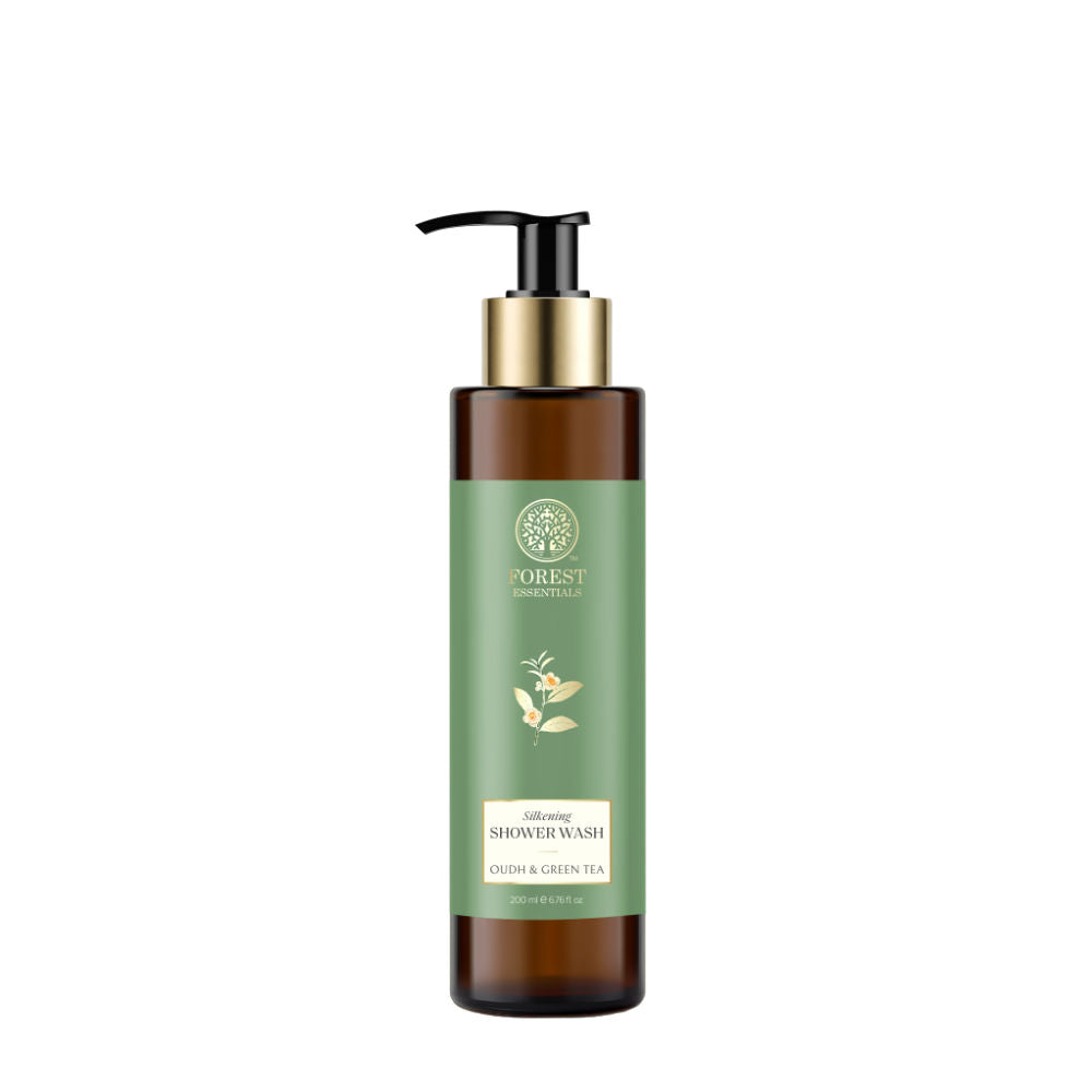 Forest Essentials Silkening Shower Wash Oudh & Green Tea - Ayurvedic Body Wash - Sulphate Free, 200ml, Buy from Indicrest