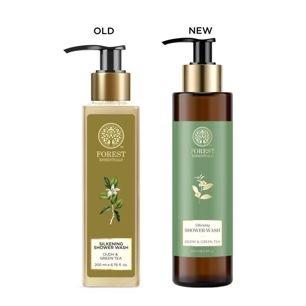 Forest Essentials Silkening Shower Wash Oudh & Green Tea - Ayurvedic Body Wash - Sulphate Free, 200ml