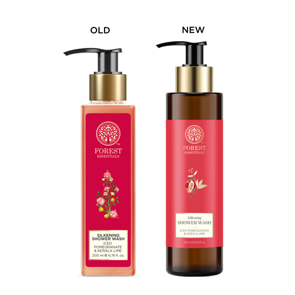 Forest Essentials Silkening Shower Wash Pomegranate Kerala Lime - Ayurvedic Body Wash Sulphate Free, 200ml