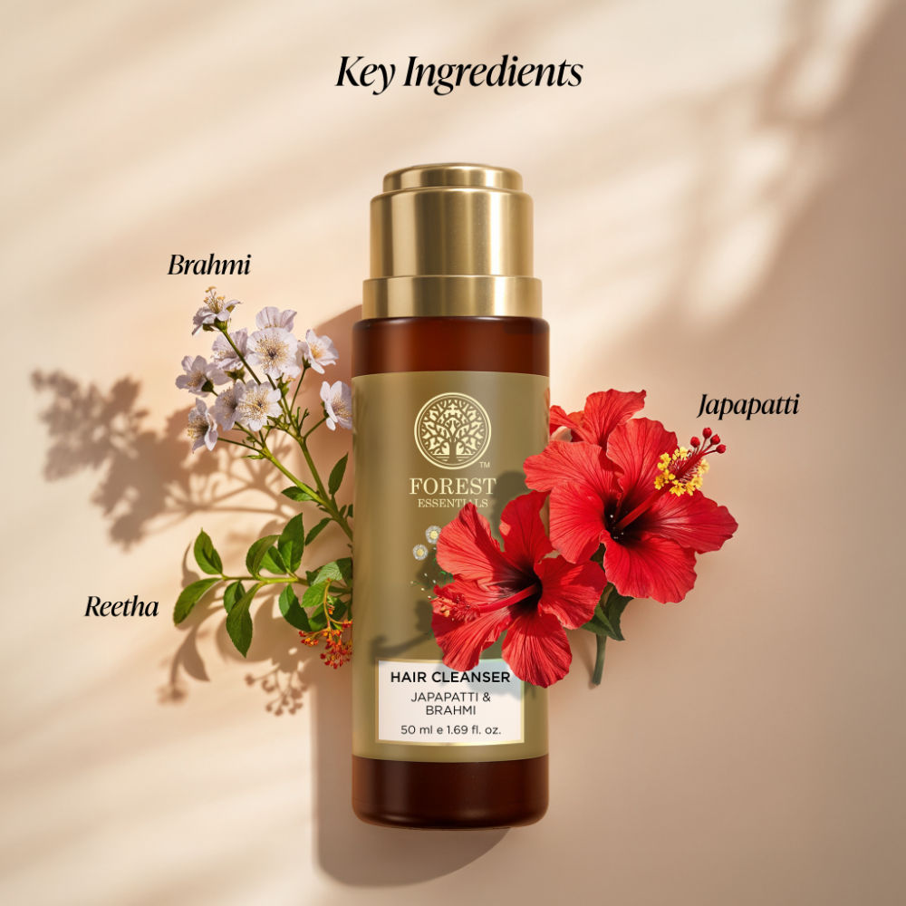 Forest Essentials Hair Cleanser Japapatti & Brahmi - Ayurvedic Anti Frizz Shampoo - Sulphate Free, 50ml