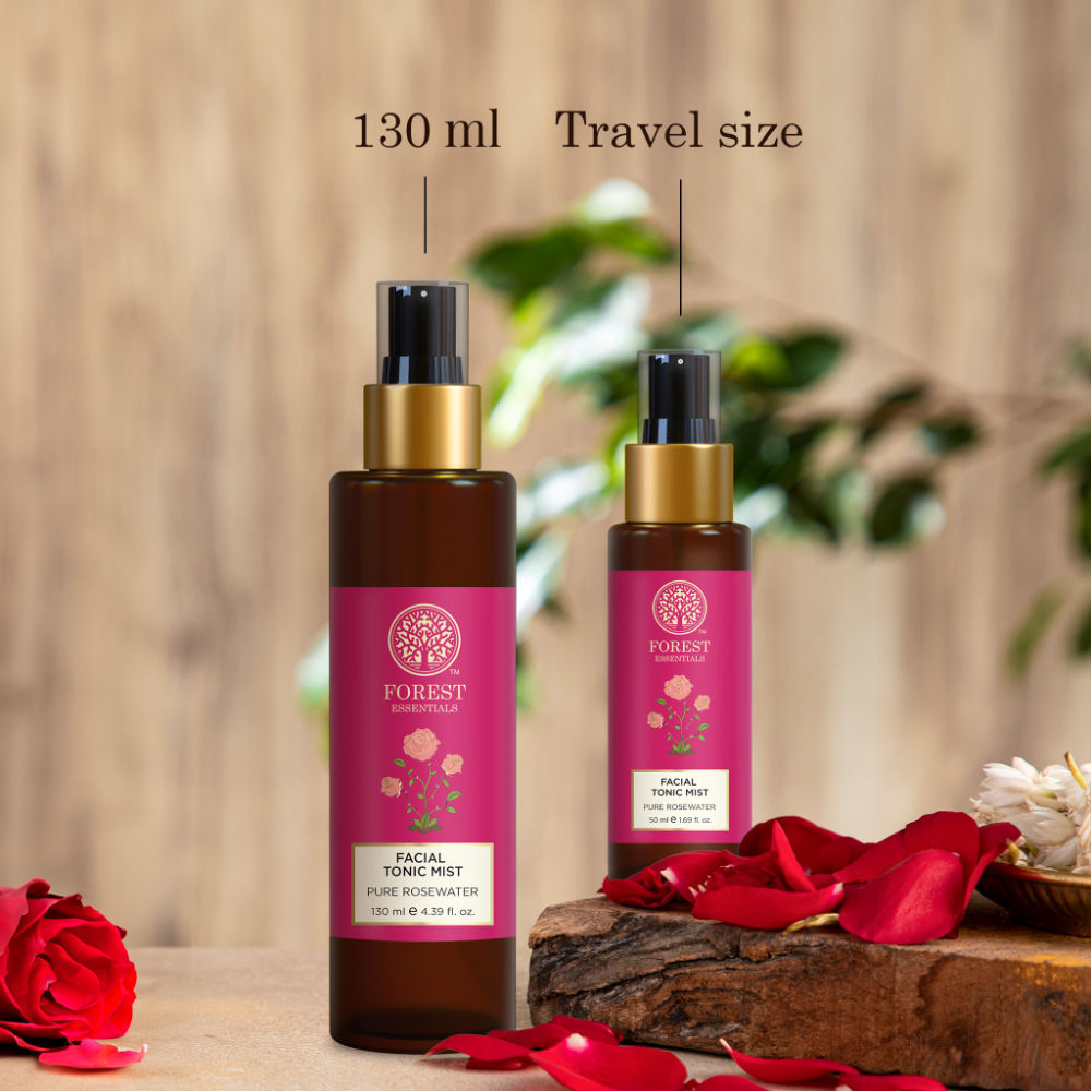 Forest Essentials Facial Tonic Mist with Pure Rosewater - Toner - Hydrates & Minimises Pores, 130ml