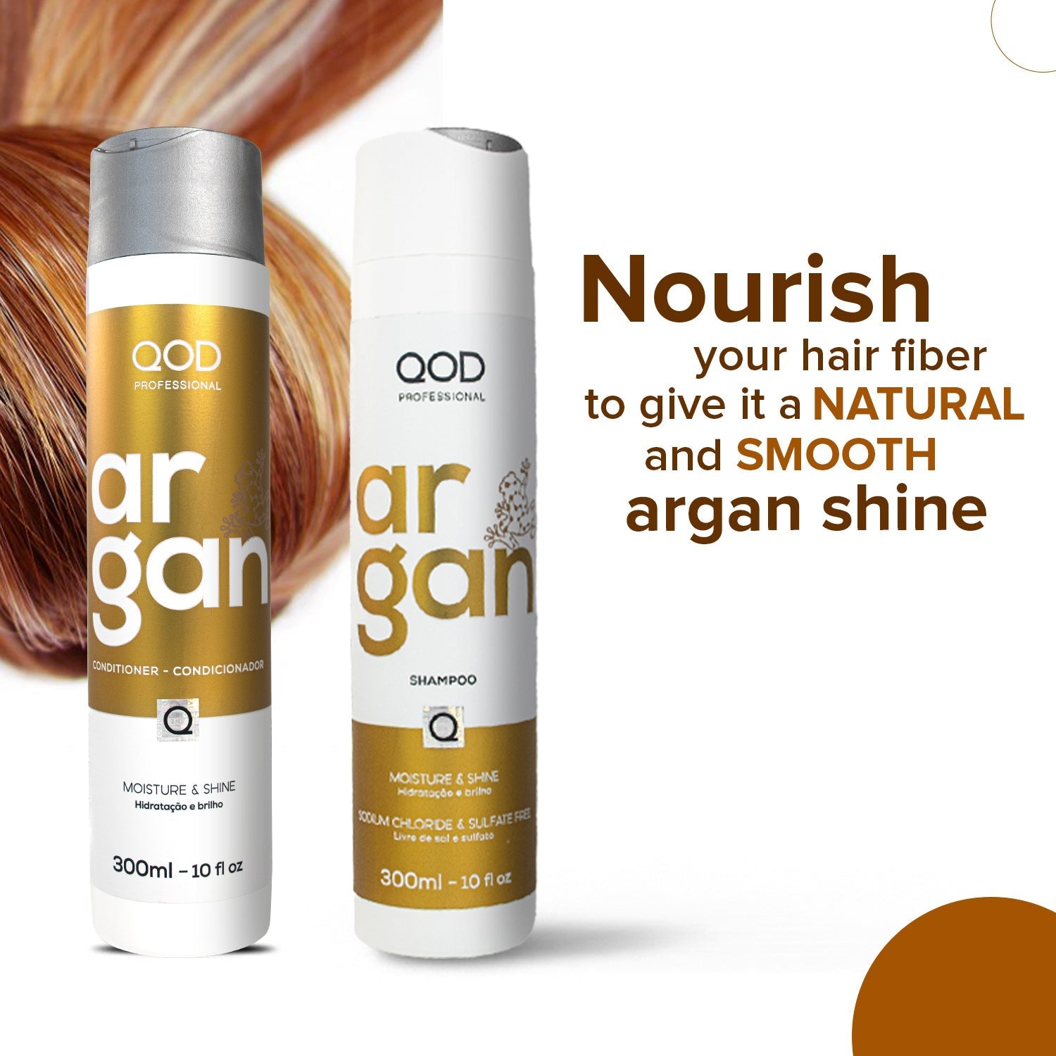 QOD Argan Oil Shampoo and Conditioner, 300ml - Combo