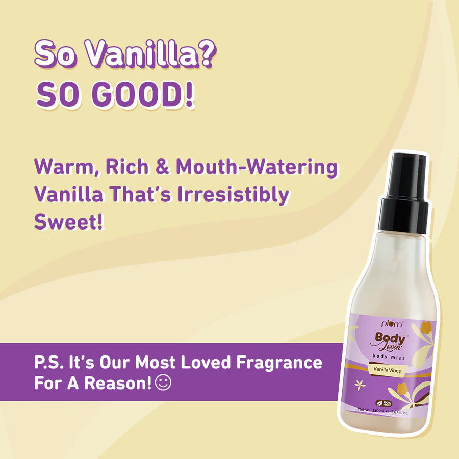 Plum Vanilla Vibes Body Mist by Plum BodyLovin' | Long Lasting | Travel-Friendly | Warm Vanilla Fragrance | Perfume Body Spray, 100ml Buy at Indicrest Image 14