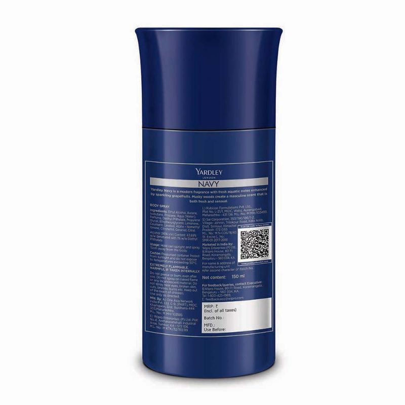Yardley London Navy Body Spray For Men, 150ml Buy at Indicrest Image 3