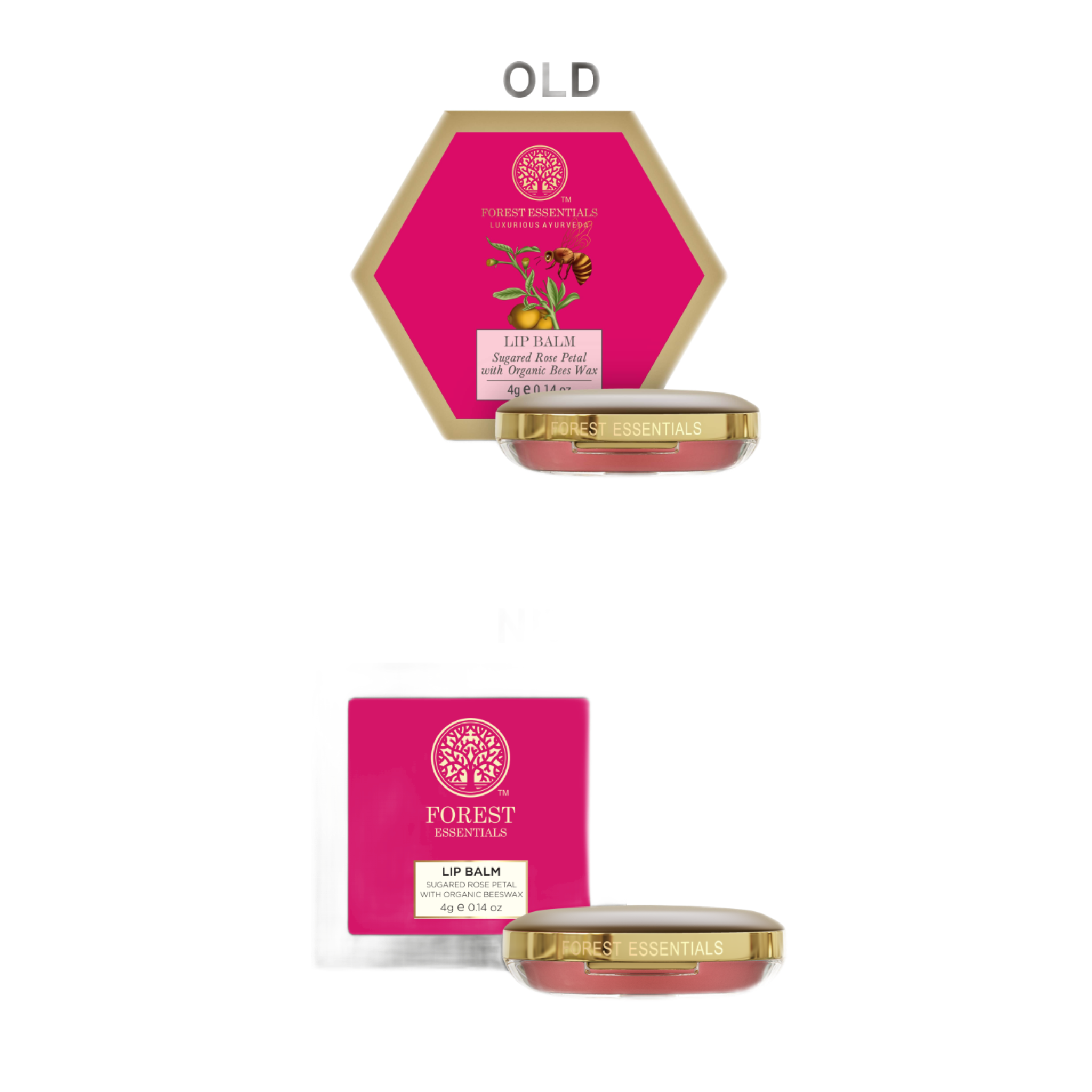 Forest Essentials Luscious Lip Balm With Organic Beeswax For Dry Chapped Lips - Sugared Rose Petal, 4g
