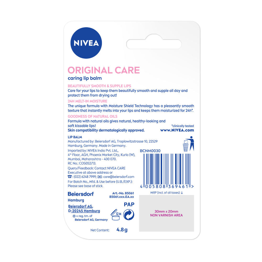 Nivea Shea butter Lip Balm with Natural oils & 24H melt-in moisture-Original care, 4.8g Buy at Indicrest Image 3