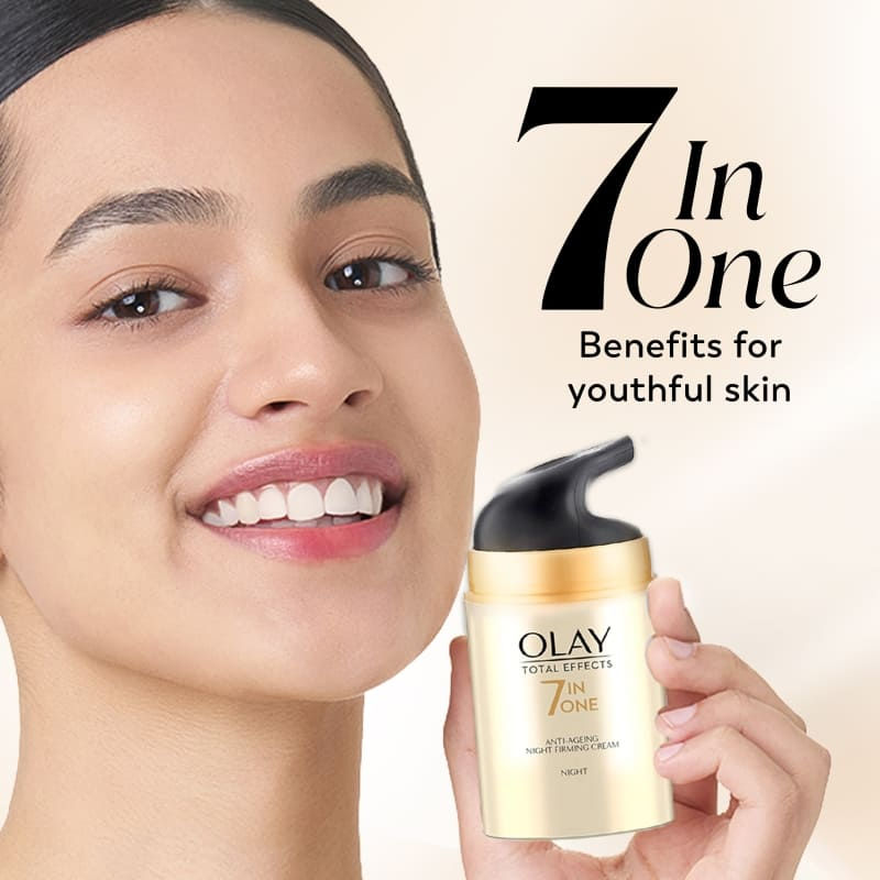 Olay Total Effects Night Cream, Fights 7 Signs Of Ageing With Niacimide And Green Tea Extracts, 50g Buy at Indicrest Image 3